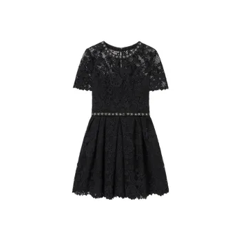 Self portrait Short Sleeved Dresses Women's Classic Black