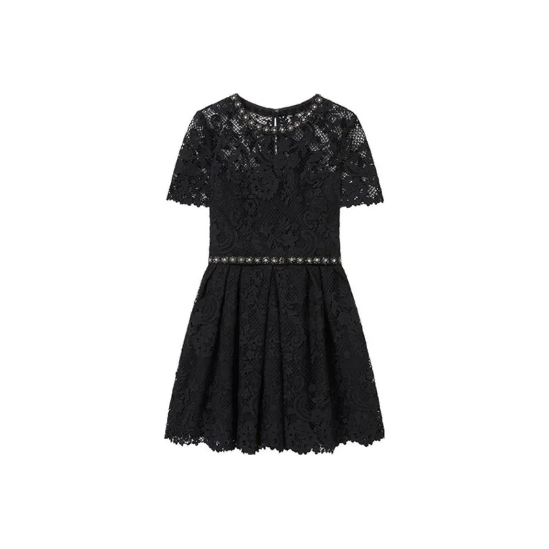Self portrait Short Sleeved Dresses Women's Classic Black-0