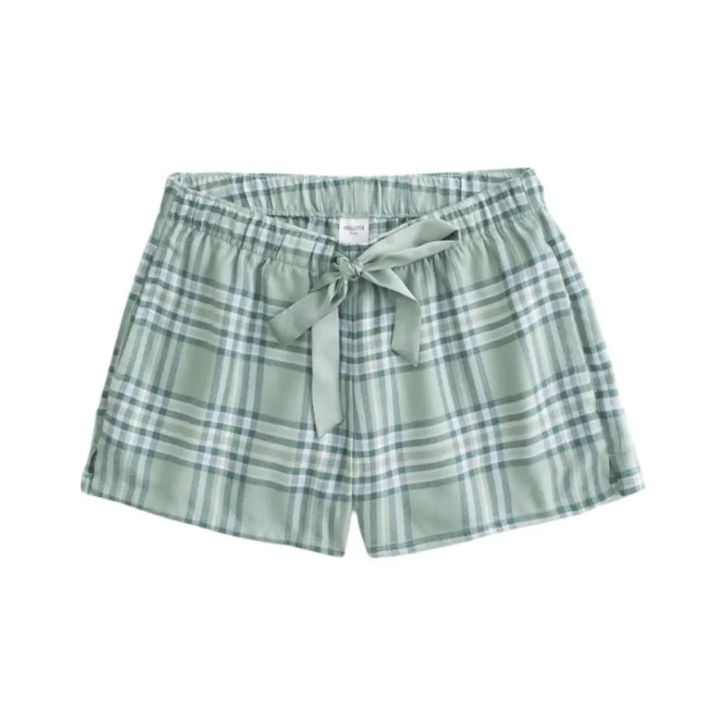 Hollister Casual Shorts Women's Green Plaid-0