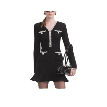 Self portrait Long Sleeved Dresses Women's Black & White