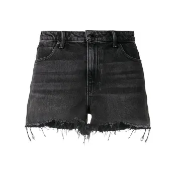 Alexander Wang Bite Denim Shorts Grey Adged