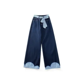 Icicofficial Jeans Women's Blue Plaid