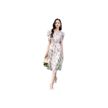 XIANGYING Short Sleeved Dresses Women's Purple