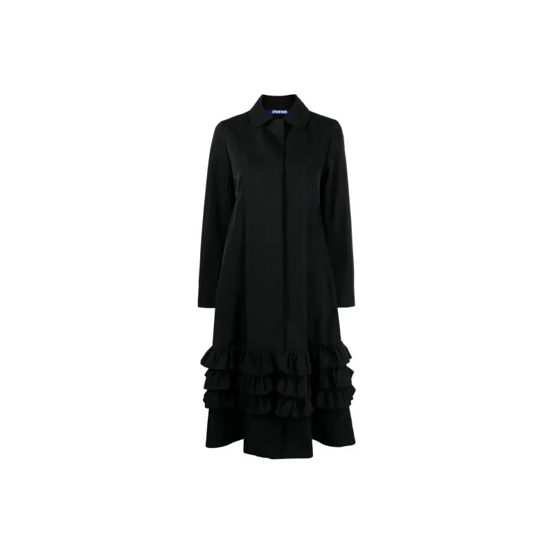 Molly Goddard Ruffled-trim Single-breasted Coat-0