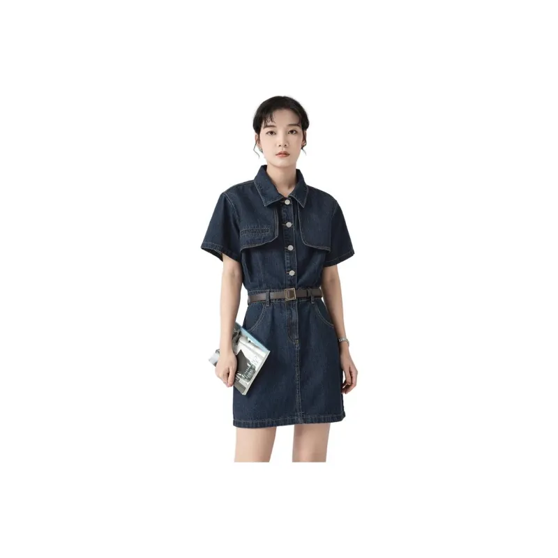 Gui'er Short-Sleeved Dresses Women's Blue-0