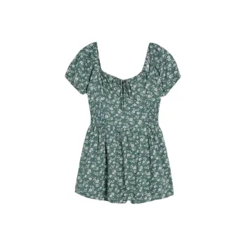 Hollister Short-Sleeved Dresses Women's Green Floral