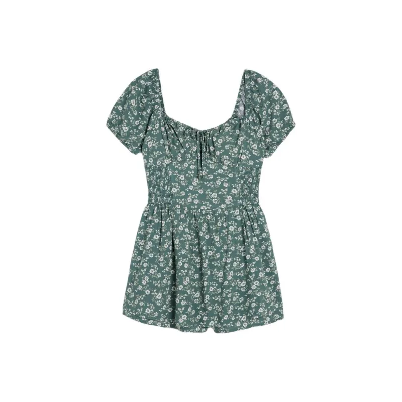 Hollister Short-Sleeved Dresses Women's Green Floral-0