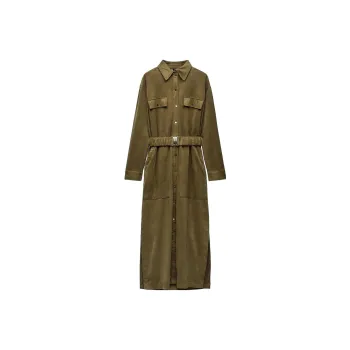 ZARA Long-Sleeved Dresses Women's Khaki