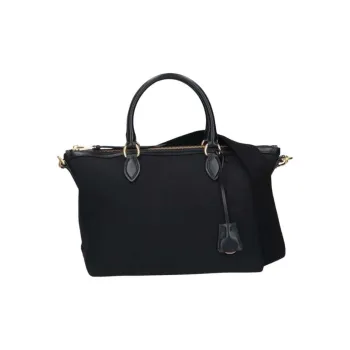 PRADA Canvas With Leather One Shoulder Handbag Women's Black