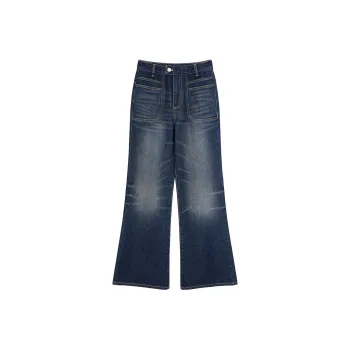 MUNJOUR Jeans Women's Vintage Wavy Blue