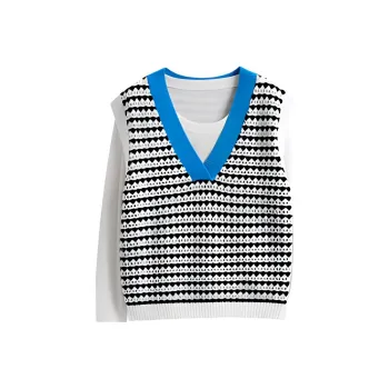 Hopeshow Casual Suit Women's White Base With Black Stripes