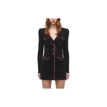 Self portrait Long Sleeved Dress Women's Classic Black