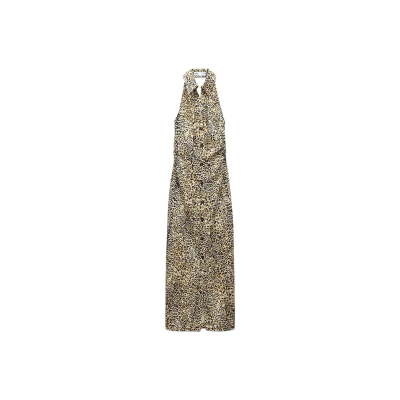 ZARA Sleeveless Dress Women's Leopard Print-0
