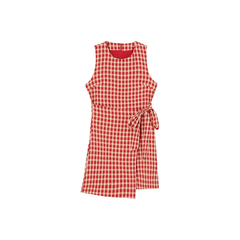 QYPRF Sleeveless Dresses Women's Red-0