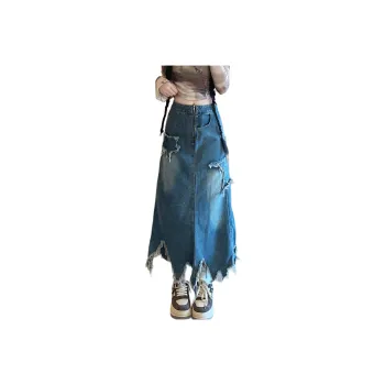 FASTFISH Denim Long Skirt Women's
