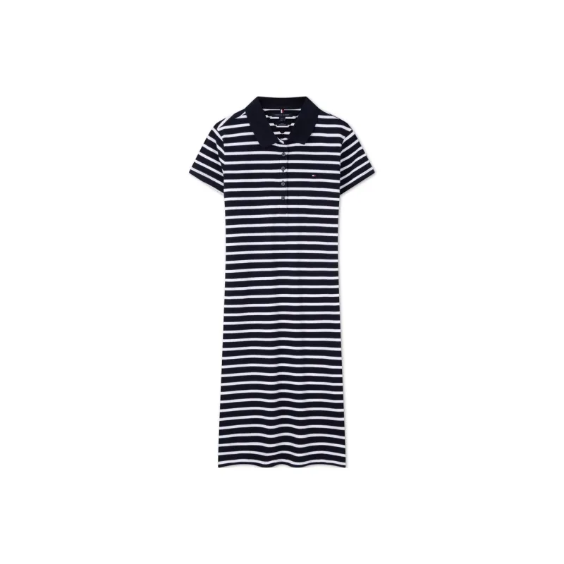 Tommy Hilfiger Short Sleeved Dresses Women's Black White Stripes-0