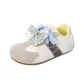 Beige Blue Bowknot
