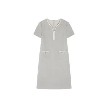 IHIMI Short Sleeved Dress Women's Calm Luxury Gray