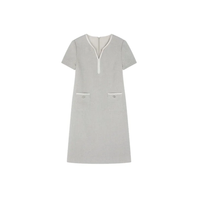 IHIMI Short Sleeved Dress Women's Calm Luxury Gray-0
