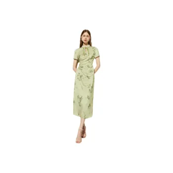 DPLAY Short Sleeved Dress Women's Bamboo Sways With Clear Shadows