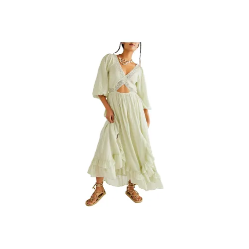 FREE PEOPLE X's And O's Midi Long-Sleeved Dresses Women's Tender Fern/Spruce