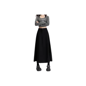 Wen Shan Denim Long Skirt Women's Black