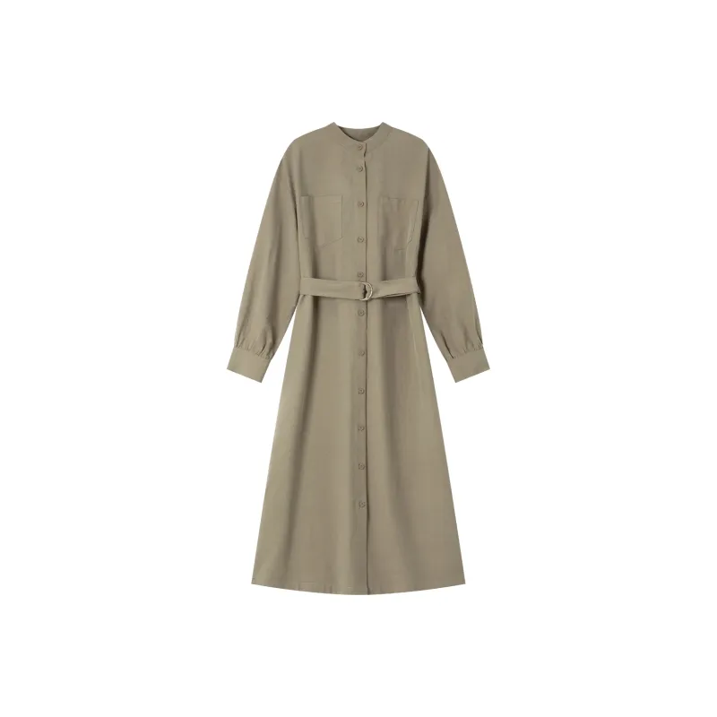 VIMLY Long Sleeved Dresses Women's Pea Green-0