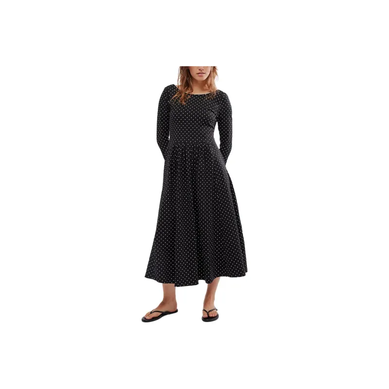 FREE PEOPLE Two Timin Midi Dress Long-Sleeved Dresses Women's Night Combo-0