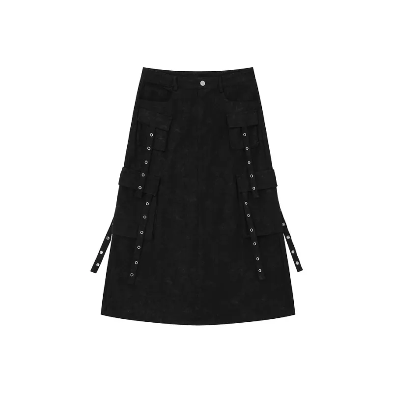 YUZHAOLIN Denim Long Skirt Unisex-2