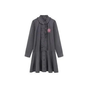 CHUU Long Sleeved Dresses Women's Black Gray