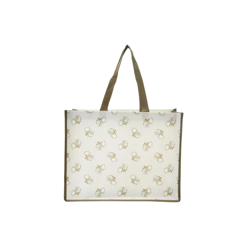 Disney Winnie The Pooh Series Polyester Tote Bag, Shopping Bag, Shoulder Bag Medium Size Unisex Ecru-2
