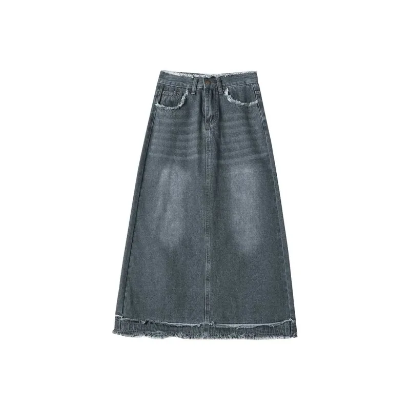 FAWENXIANGZI Denim Long Skirt Women's-4