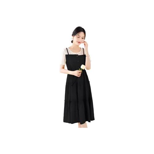 TERRE BLEUE Short Sleeved Dress Women's Black