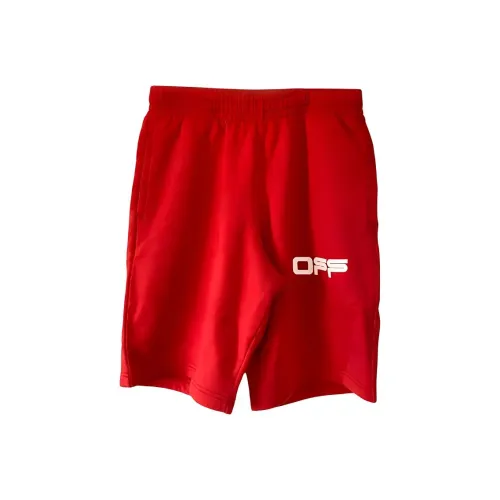 OFF WHITE Airport Tape Sweatshorts Red