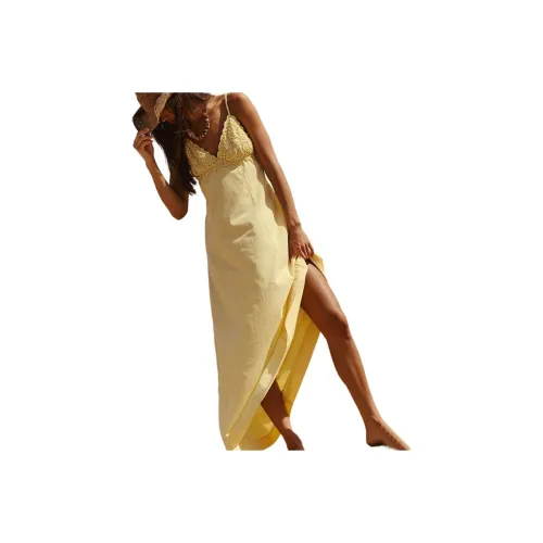 FREE PEOPLE Lovey Maxi Slip Dresses Women's Mellow Yellow