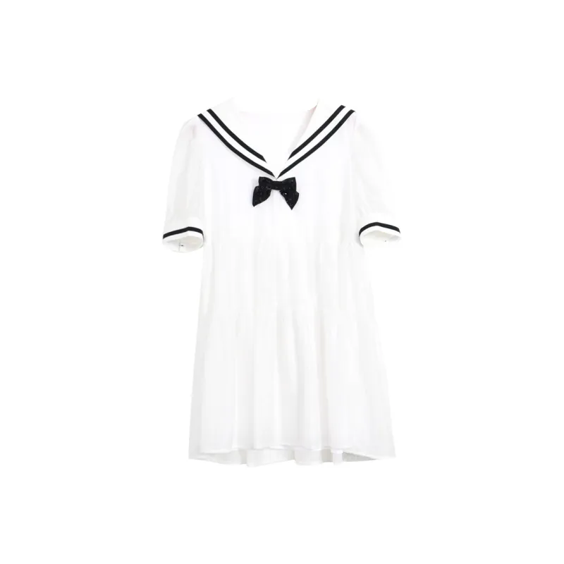 SETIROM Short Sleeved Dress Women's White-0