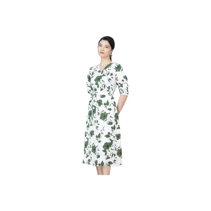 BBLLUUEE Short Sleeved Dress Women's Tea Green-0