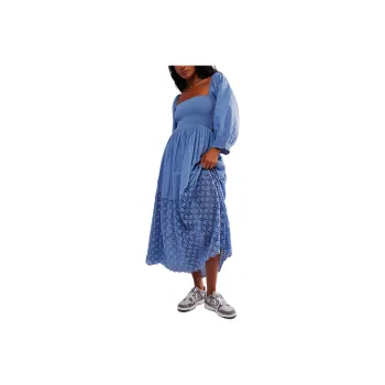 FREE PEOPLE Perfect Storm Midi Long-Sleeved Dresses Women's Infinity/Endless Blue