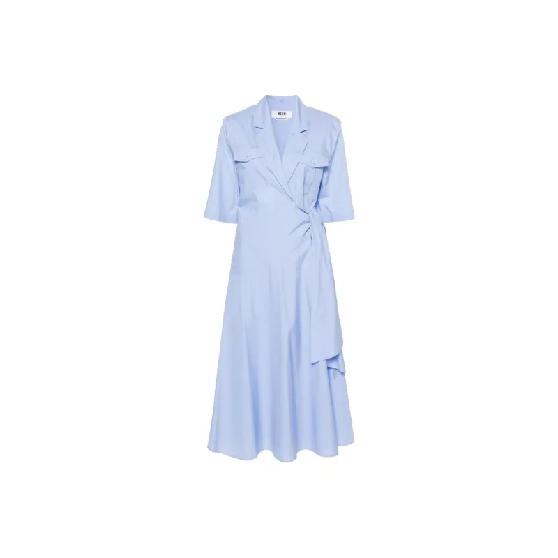 MSGM Short Sleeved Dress Women's Blue-0