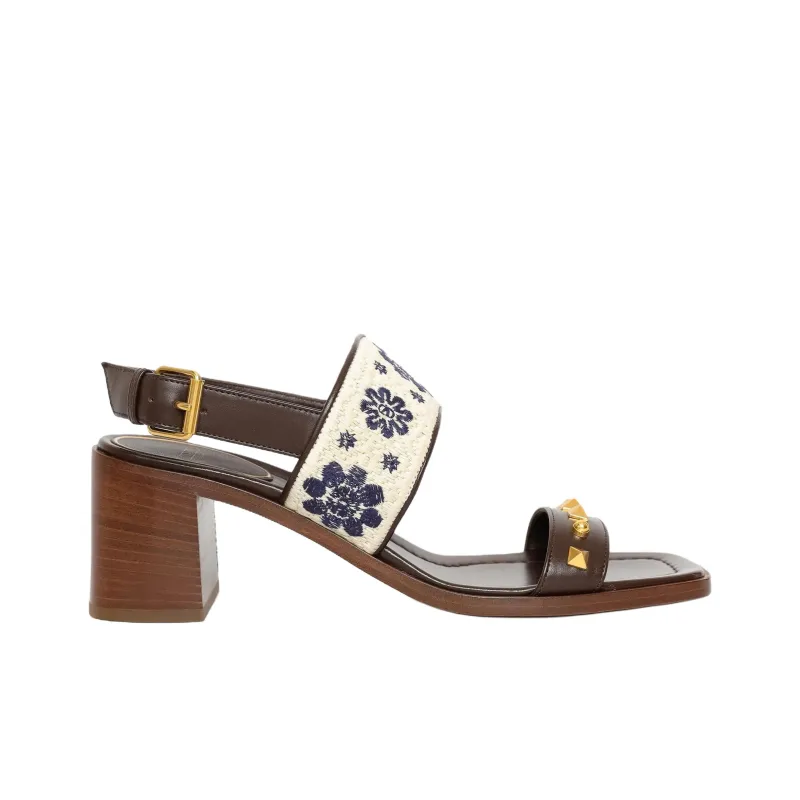 Valentino Rockstud One Strap Sandals 6cm Women's Brown-1