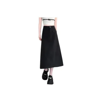 Tonlion Denim Long Skirts Women's Black