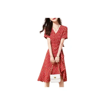 Mo Han Yi Mei Short Sleeved Dress Women's Red