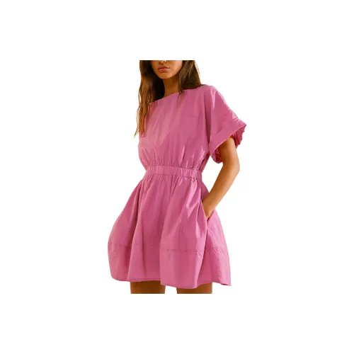 FREE PEOPLE Full-Time Fun Mini Short-Sleeved Dresses Women's Sugar Magnolia/Sugar Magnolia
