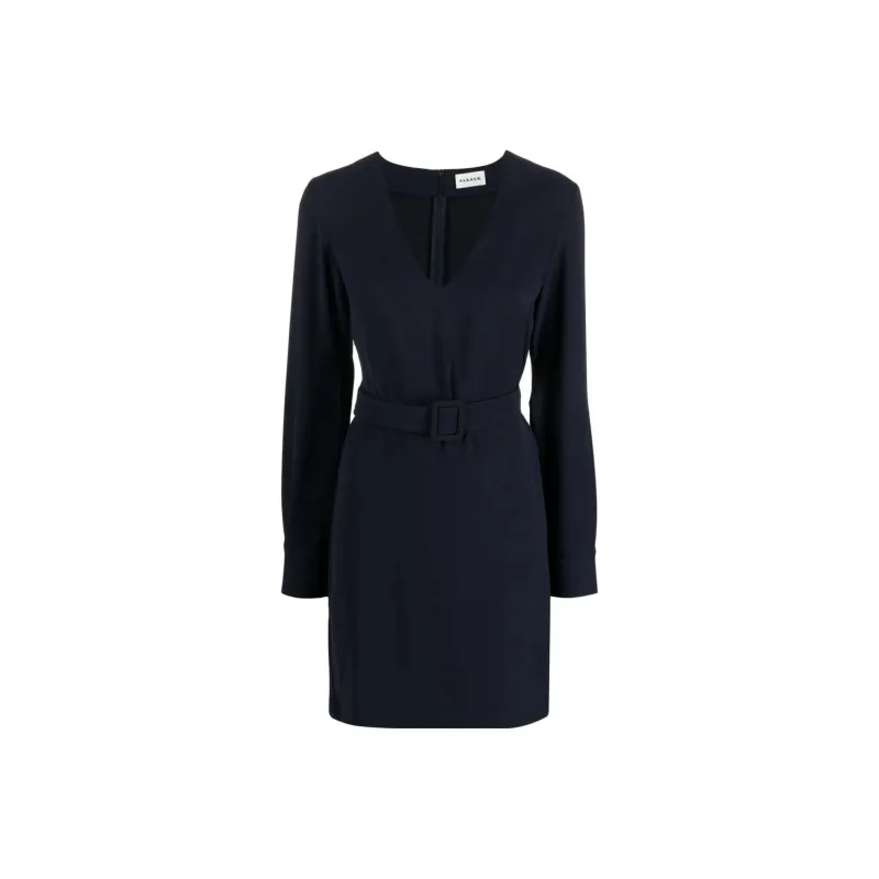 PAROSH Long Sleeved Dress Women's Marine Blue-0