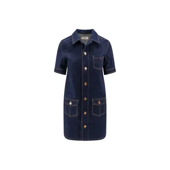 CELINE Workwear Mini Dress In Rinsed Wash Denim