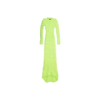 Balenciaga SS23 Long-Sleeved Dresses Slim Fit Women's Fluorescent Yellow