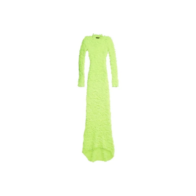 Balenciaga SS23 Long-Sleeved Dresses Slim Fit Women's Fluorescent Yellow-0
