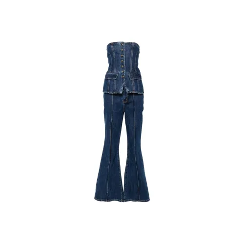 Self-portrait Denim Flared Trousers Set