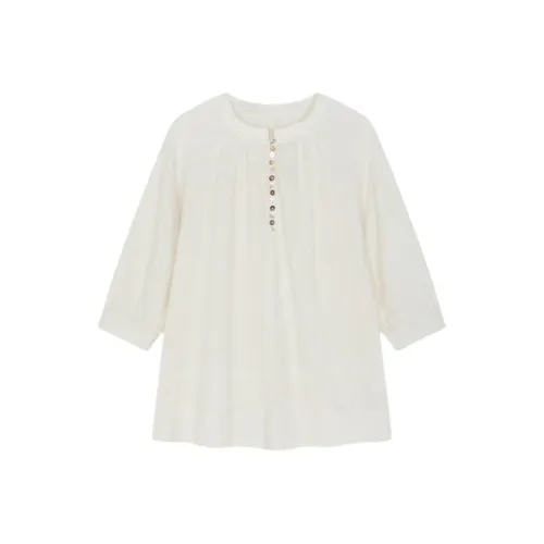 IHIMI Shirts Women's Raw Linen White