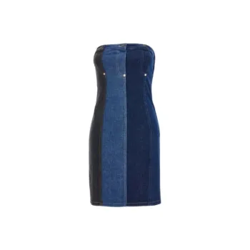 MOSCHINO Jeans Off Shoulder Layered Denim Dress